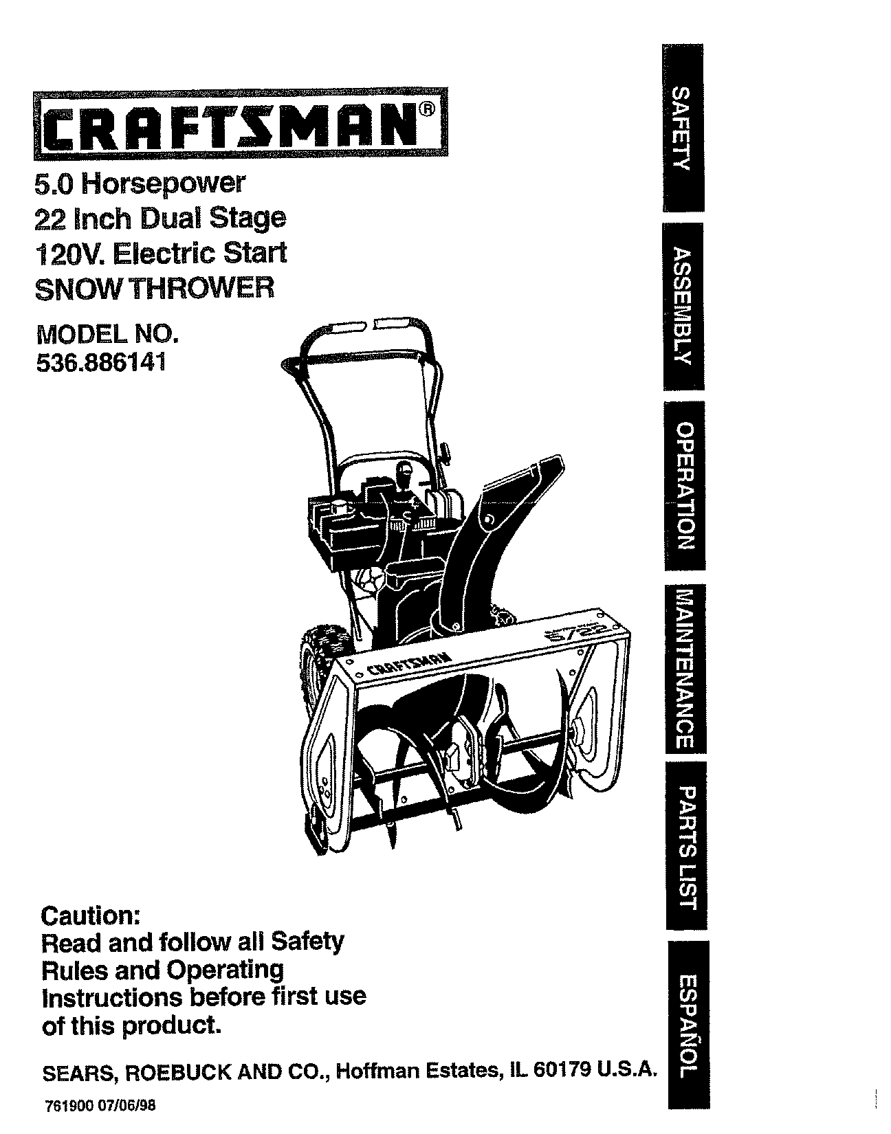 craftsman 68514 owners manual